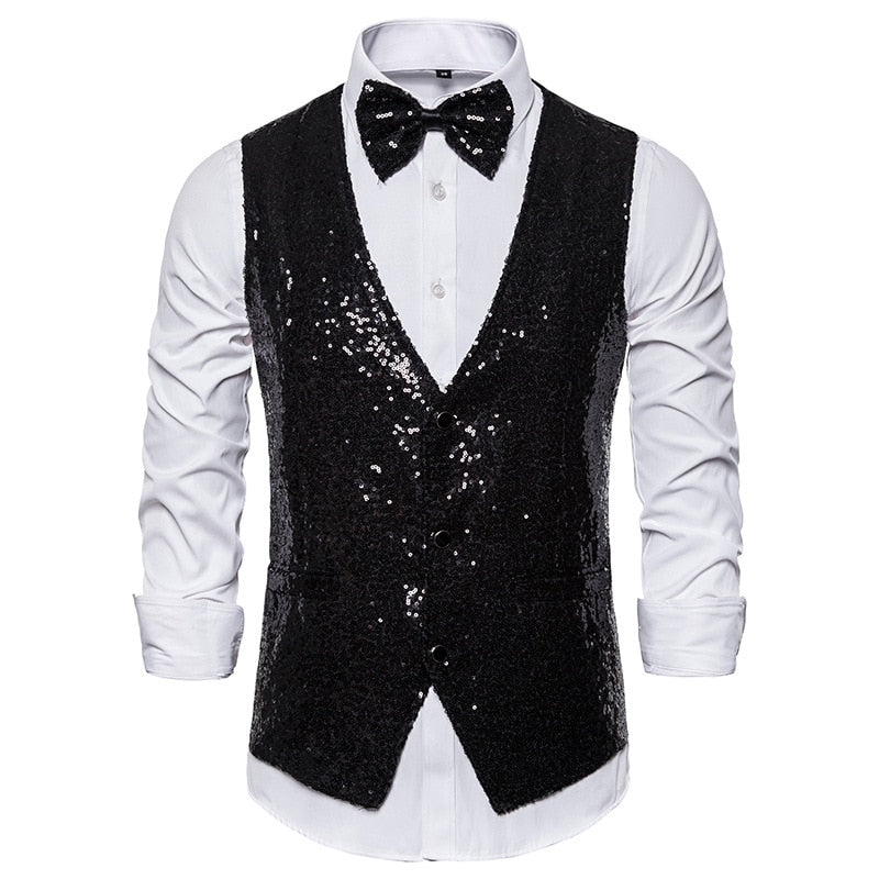Gala Glitz Sparkling Waistcoat With Bowtie