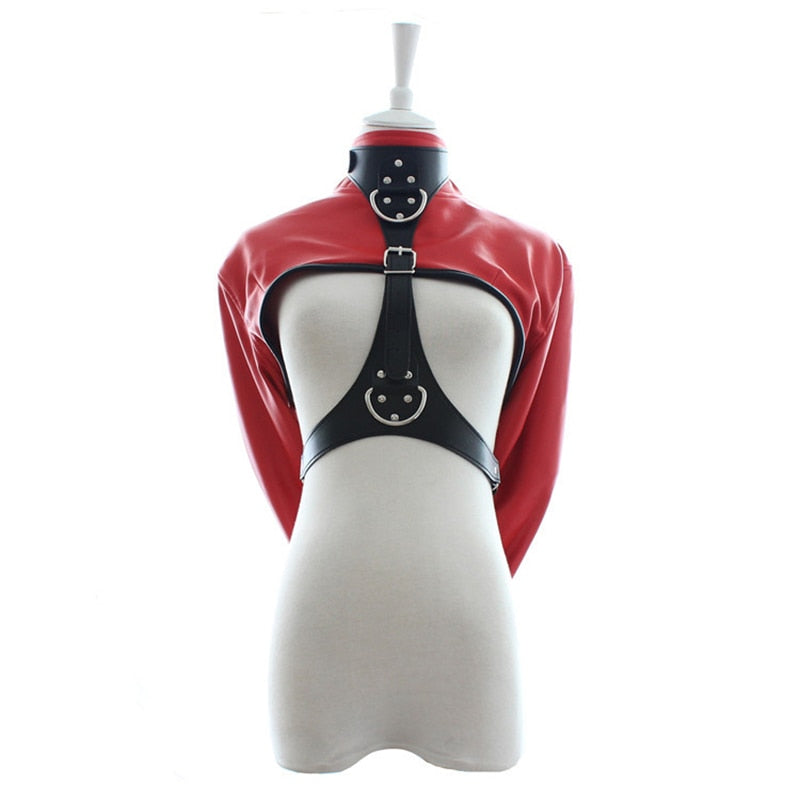 Passionate Submission Leather Collar and Restraint Jacket Bondage Set