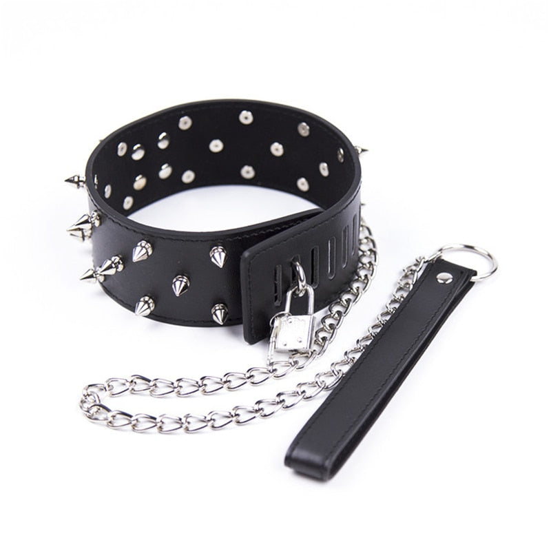 BDSM Studded Collar + Lead