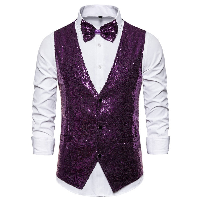 Gala Glitz Sparkling Waistcoat With Bowtie