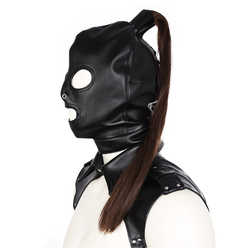 Bondage Slave Hood with Removable Hair