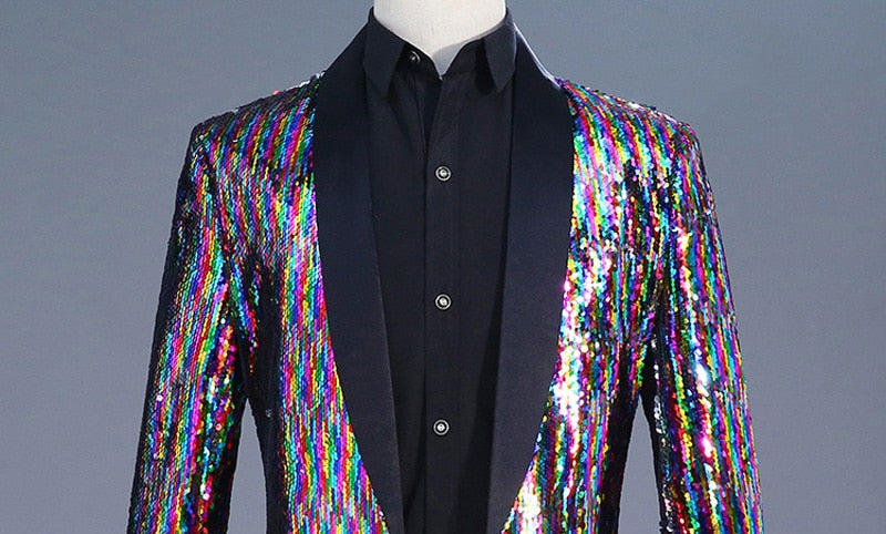 Spectral Showstopper Men's Sequin Party Coat