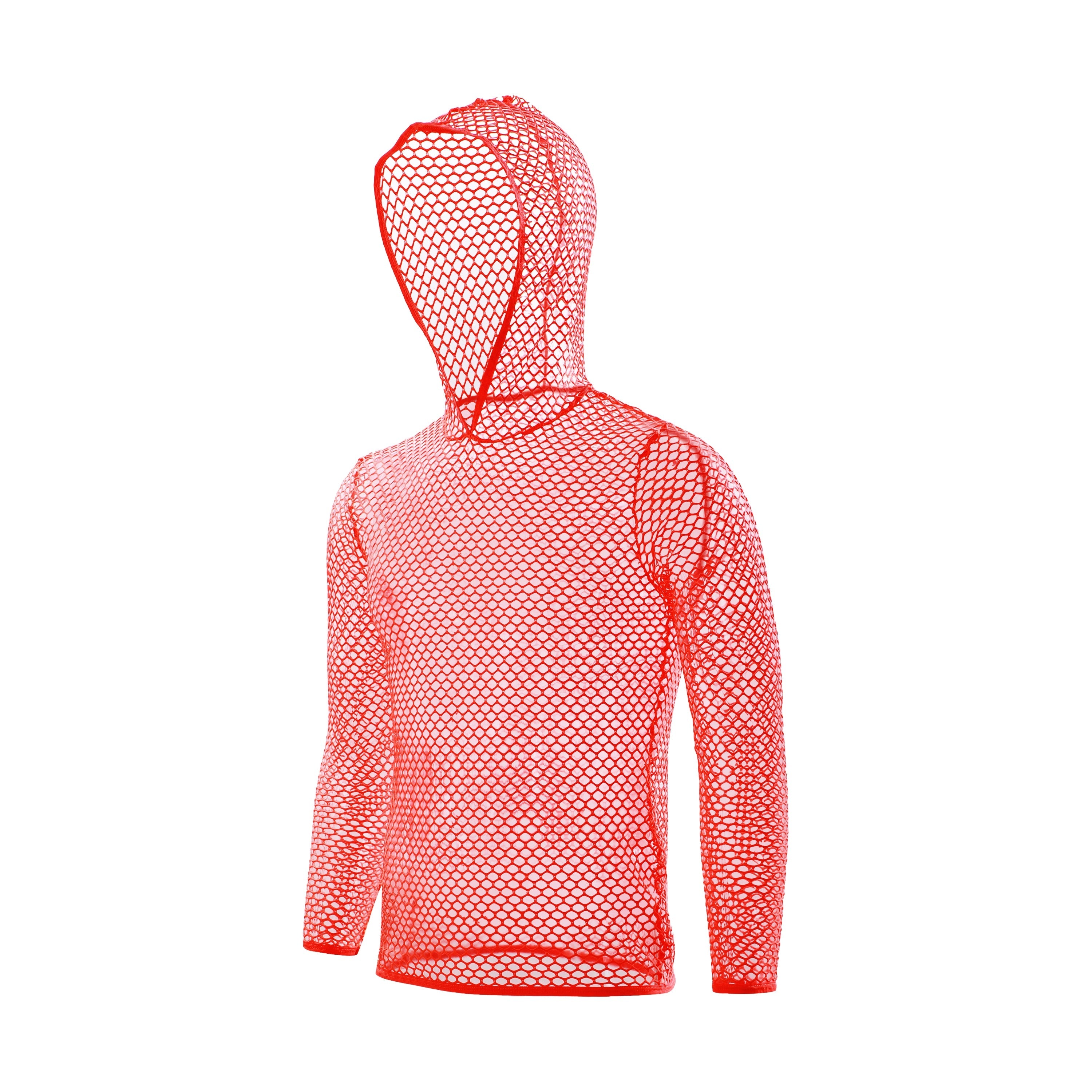 Hooded Long Sleeve Muscle Transparent Tee