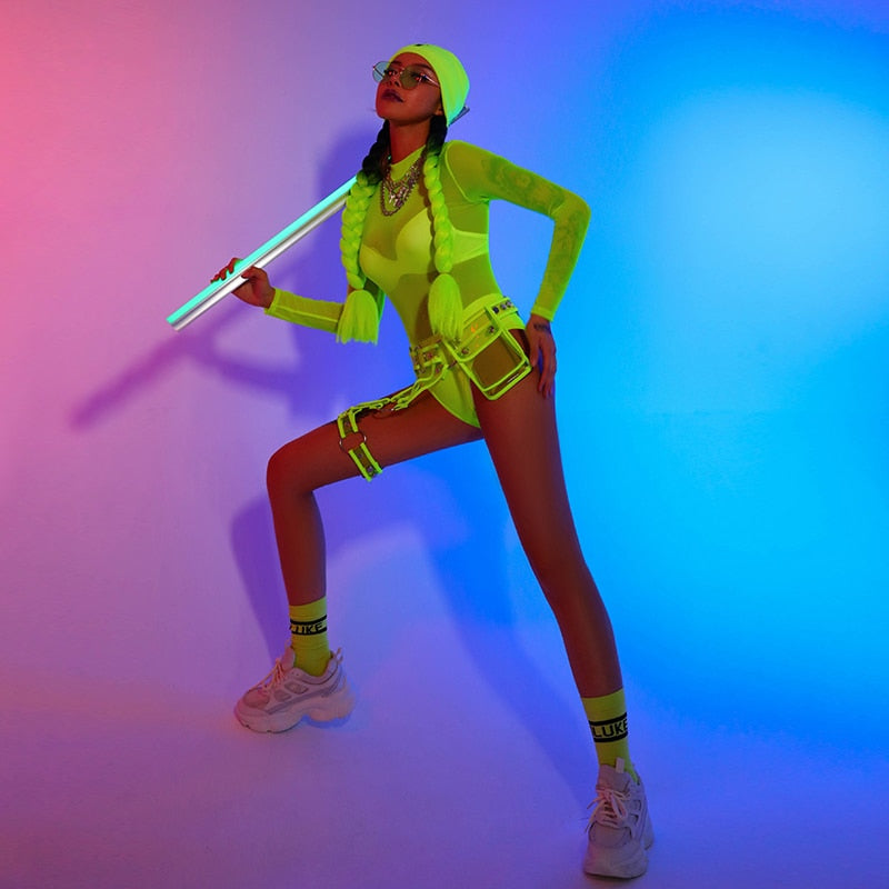 Fierce Neon Green Rave Outfit