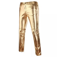 Metallic Coated Textured Skinny Pants