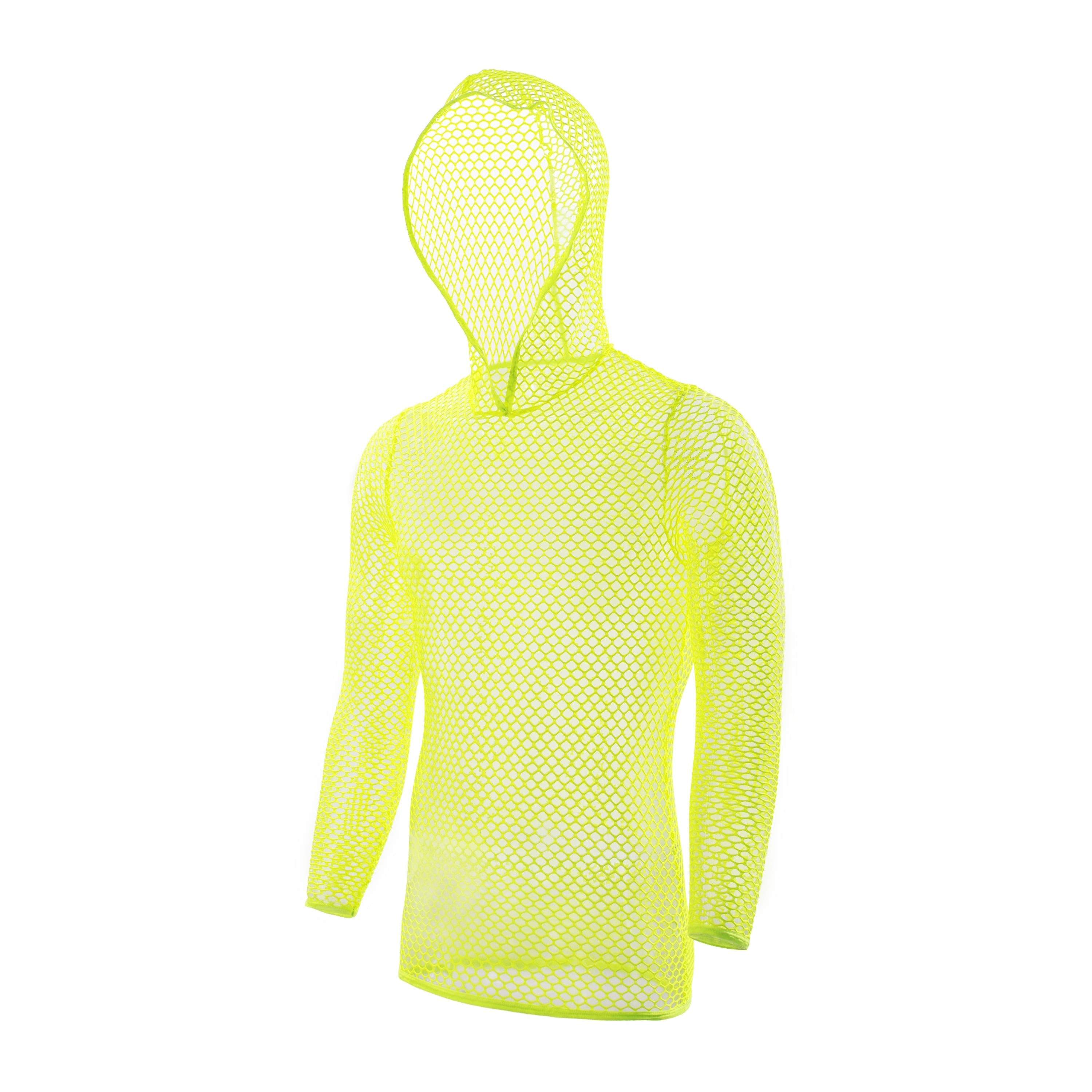 Hooded Long Sleeve Muscle Transparent Tee