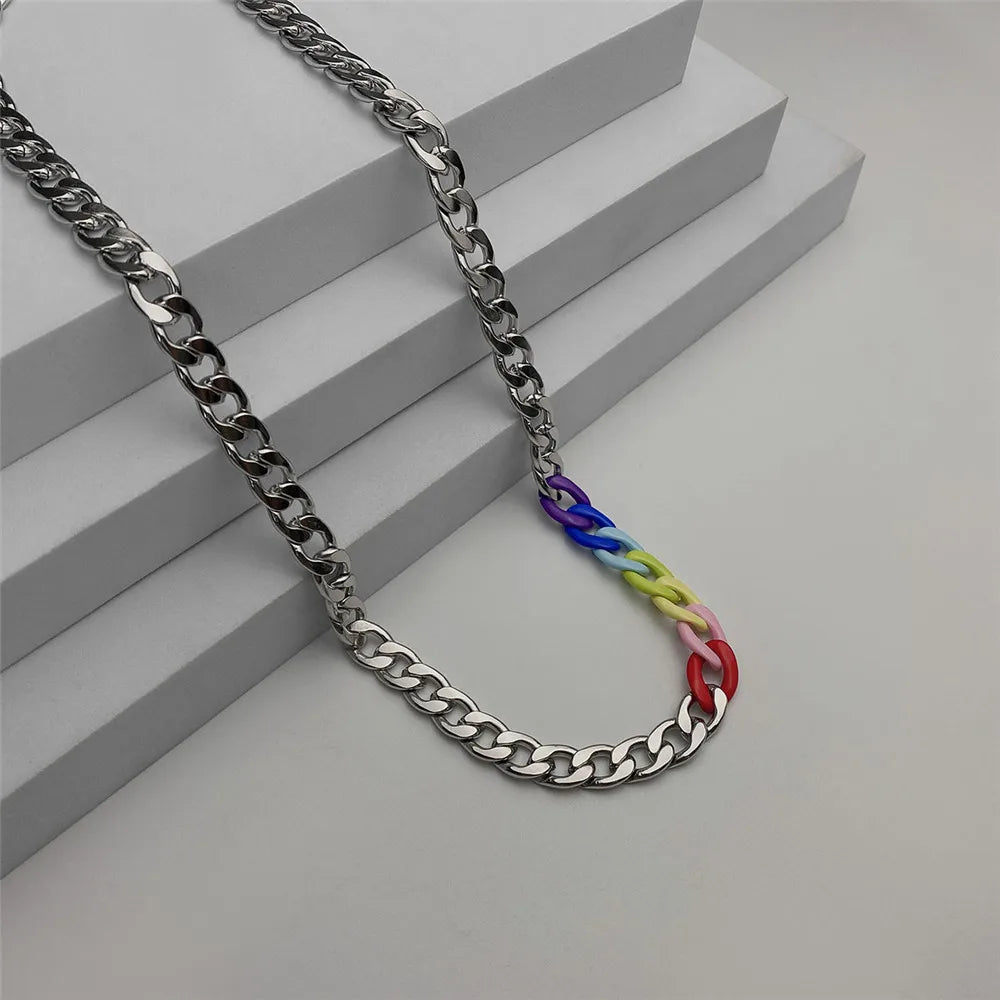 Rainbow Acrylic Link Necklace