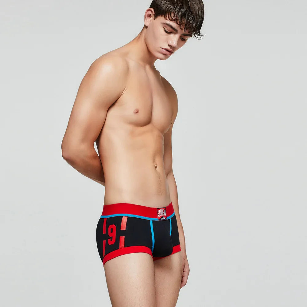 SEOBEAN Athletic Print Cotton Boxer Briefs