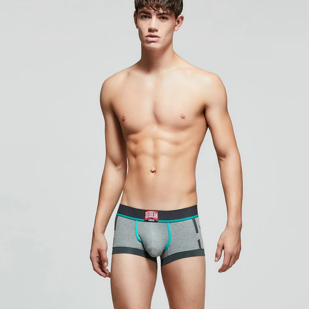 SEOBEAN Athletic Print Cotton Boxer Briefs