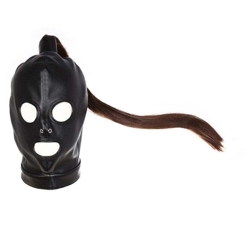 Bondage Slave Hood with Removable Hair
