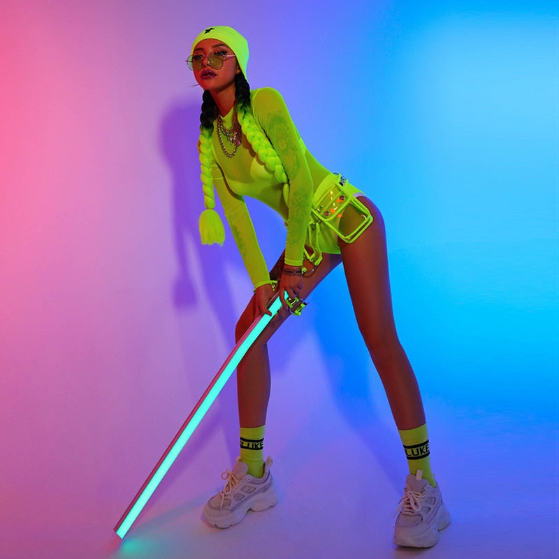 Fierce Neon Green Rave Outfit