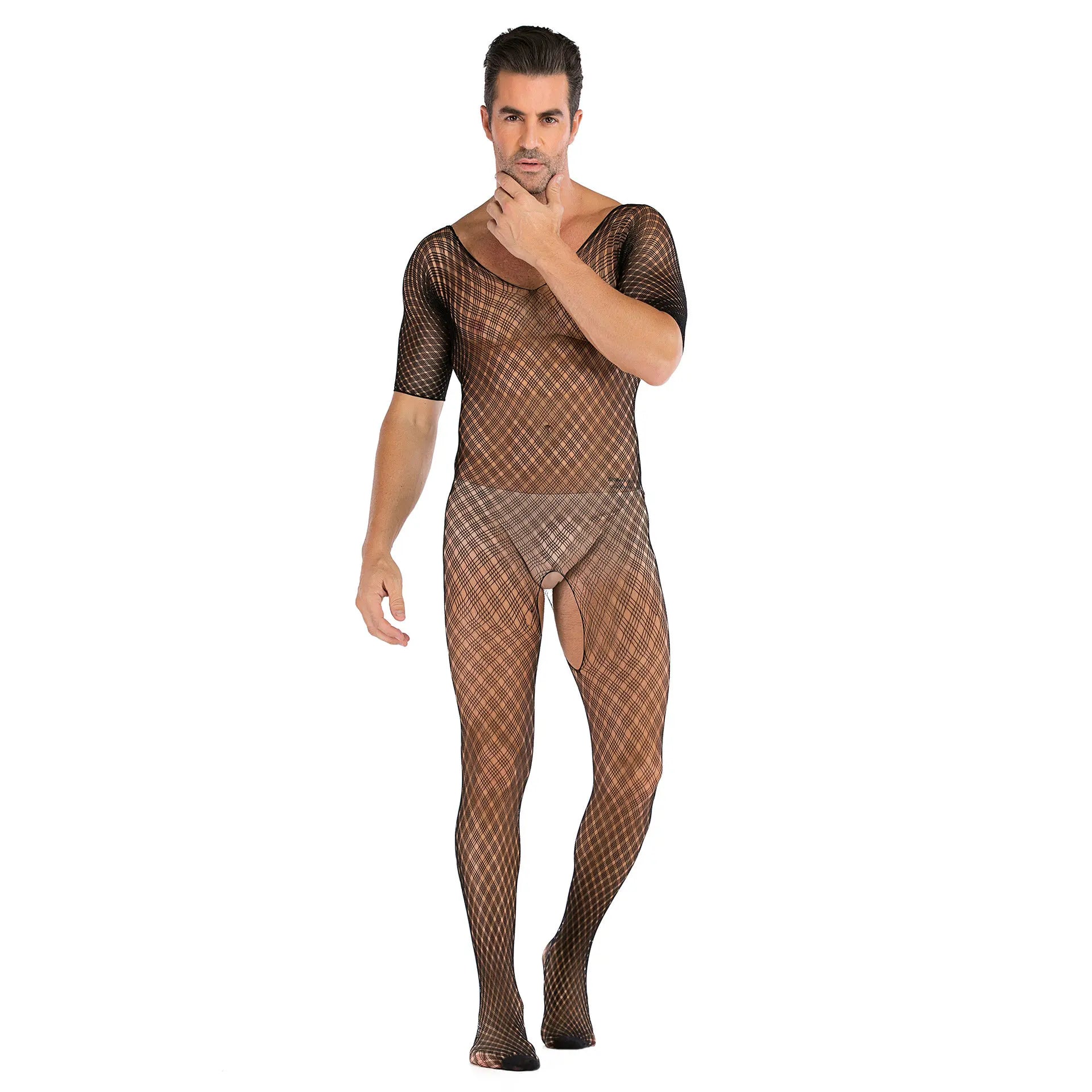 Hollow Temptation Men's Fishnet Pantyhose