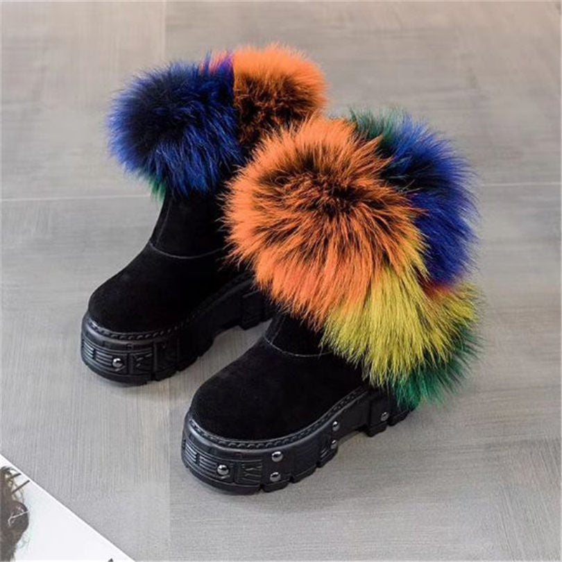 Multicolor Boots With The Fur