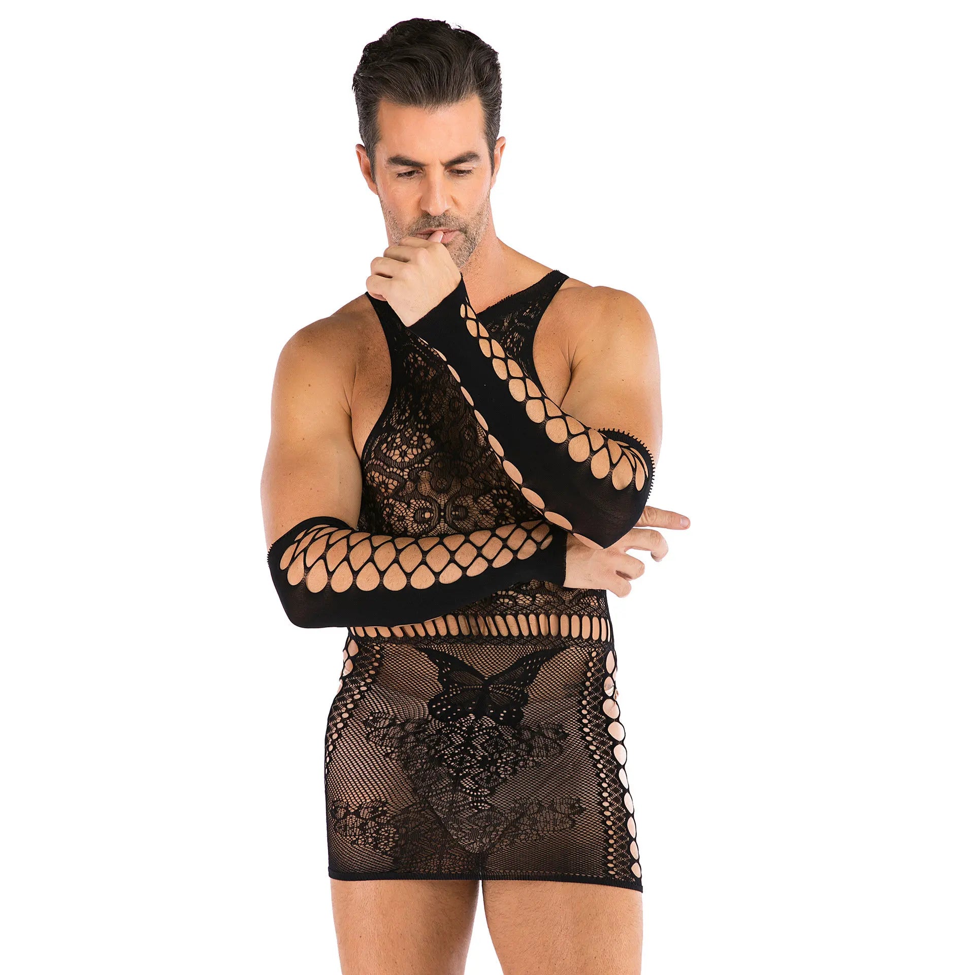 Hollow Temptation Men's Fishnet Pantyhose