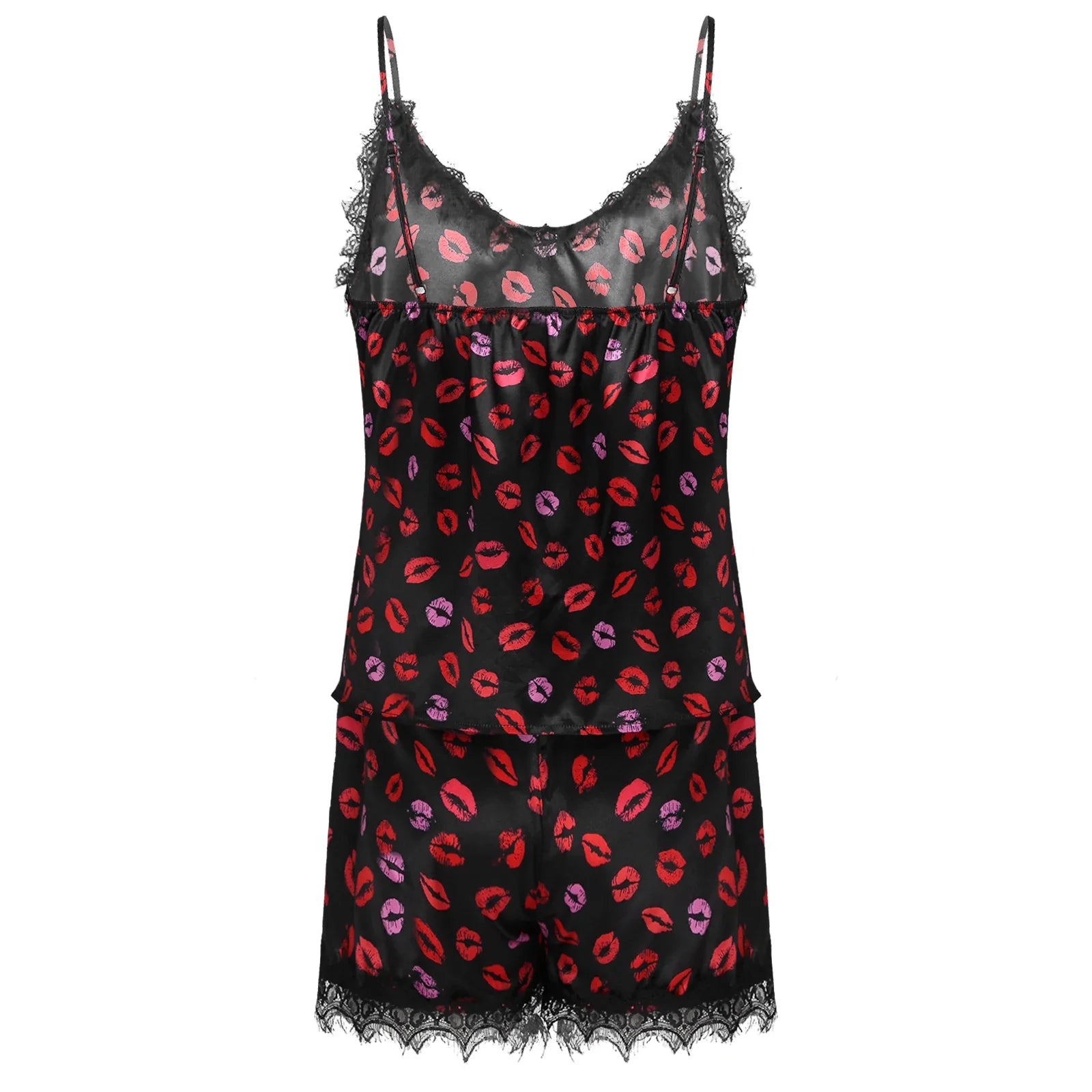 Lace Trim Lover Pajama Set With Shorts