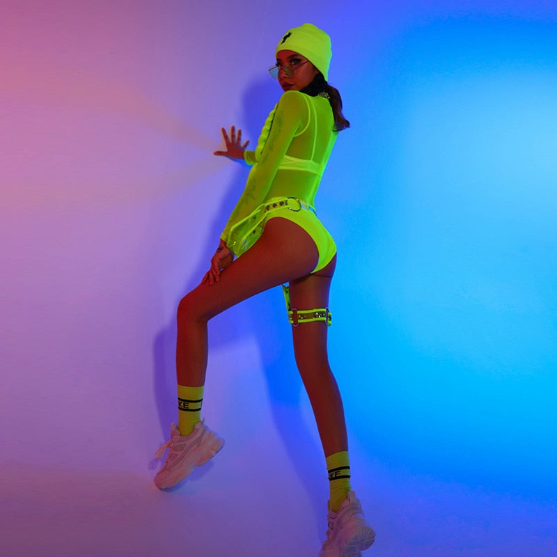Fierce Neon Green Rave Outfit