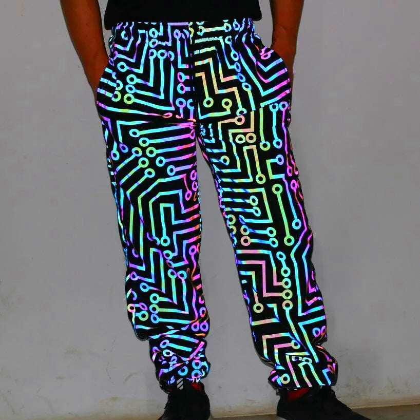 Fluorescent Circuit Reflective Festival Hoodie Jacket + Pants