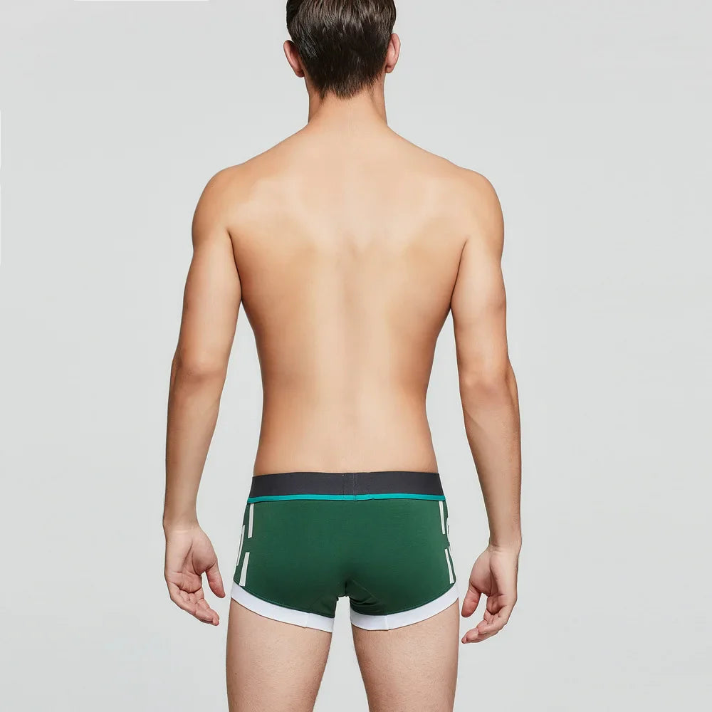 SEOBEAN Athletic Print Cotton Boxer Briefs
