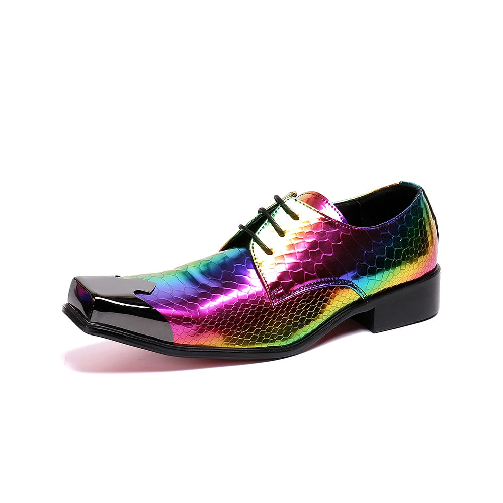 Rainbow Snakeskin Wing-Tip Dress Shoes