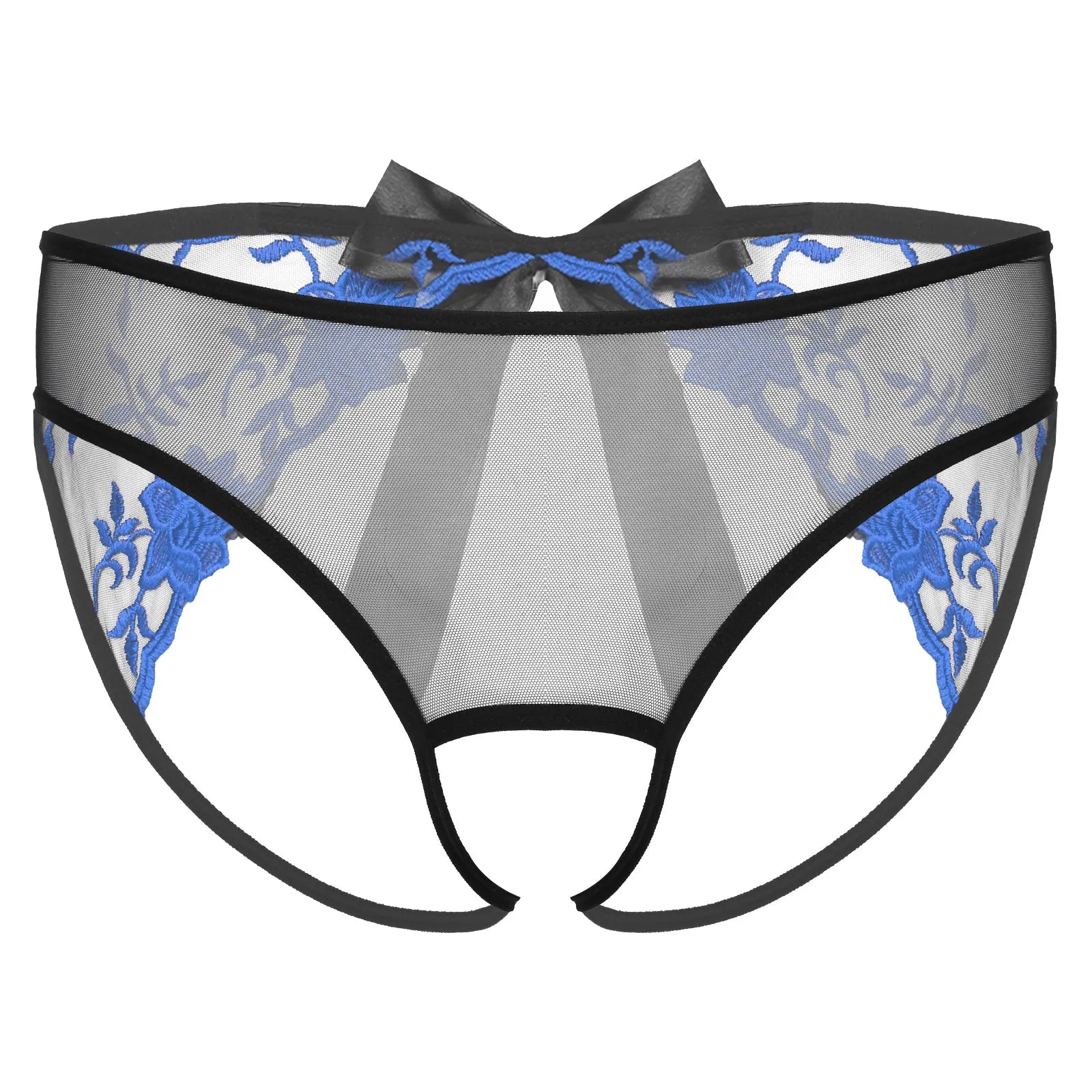 Open Crotch Embroidered Mens Lace Briefs