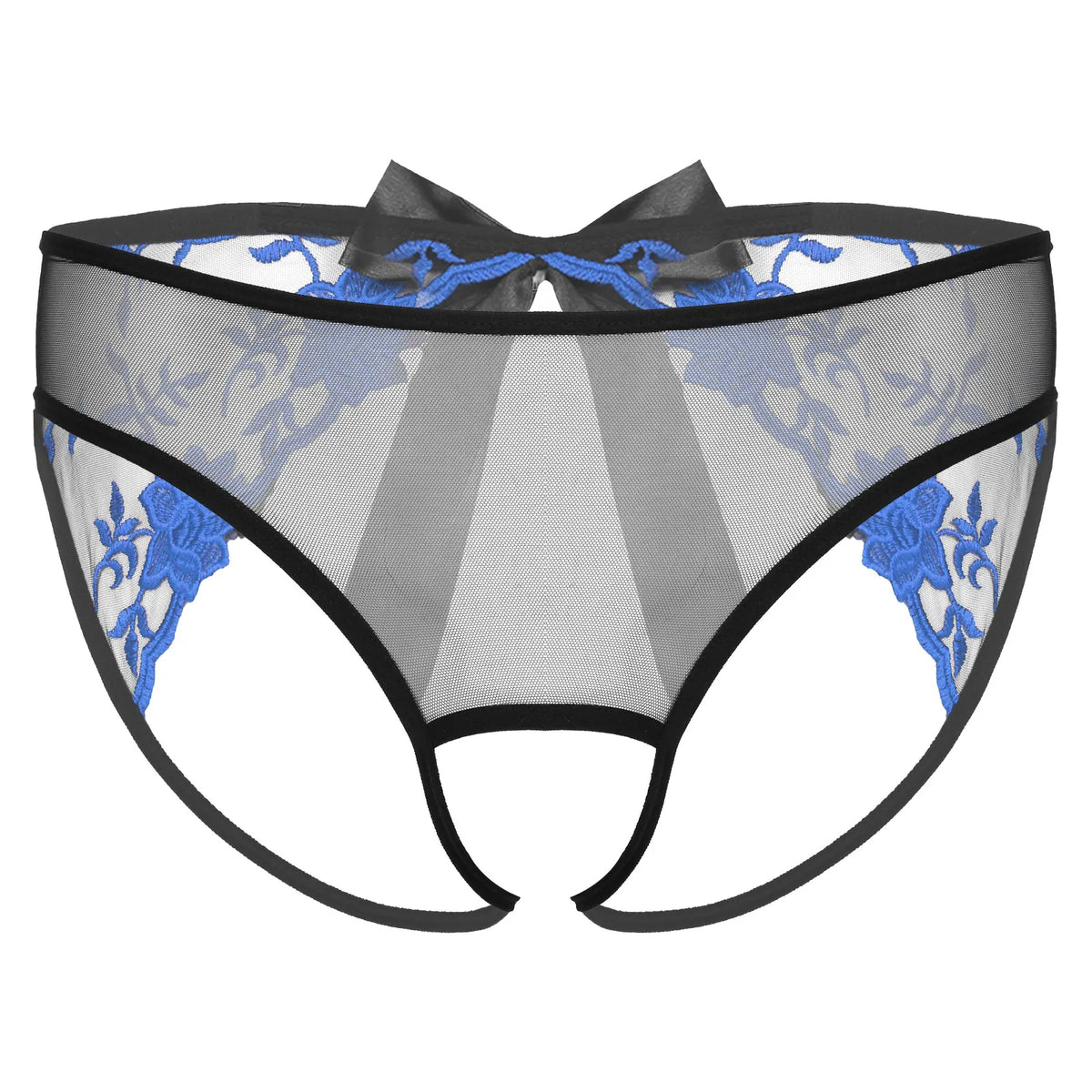 Open Crotch Embroidered Mens Lace Briefs