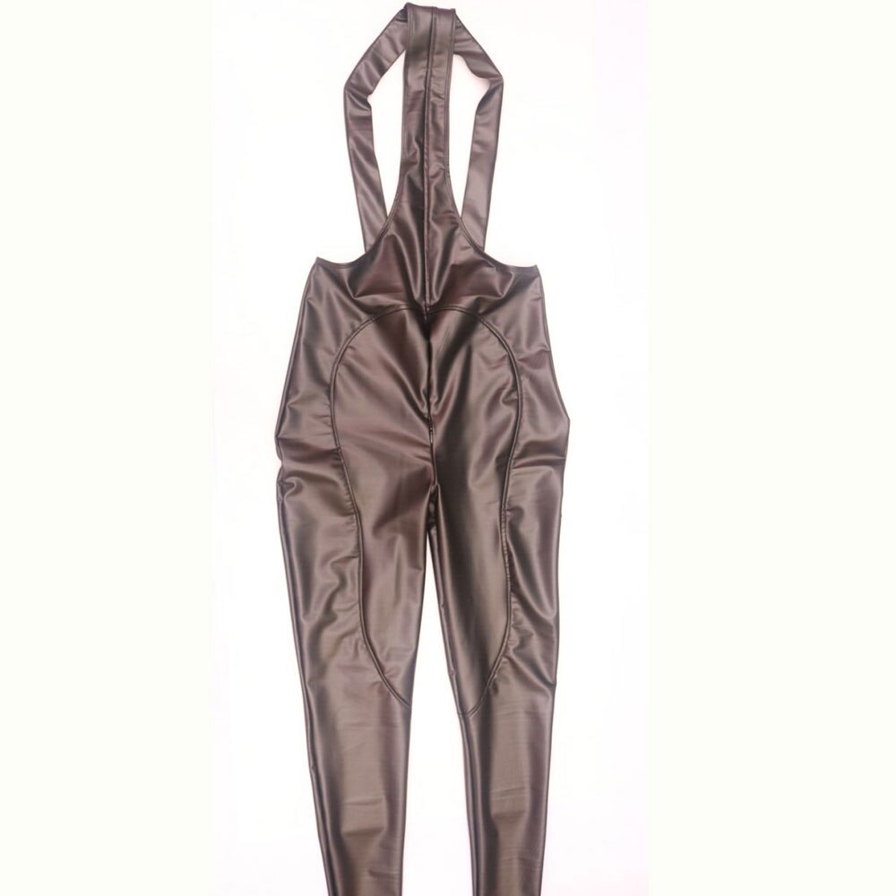 Conjoined Suspenders Men's Leather Pants