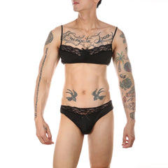Sexy Men's Lace Trim Lingerie Set