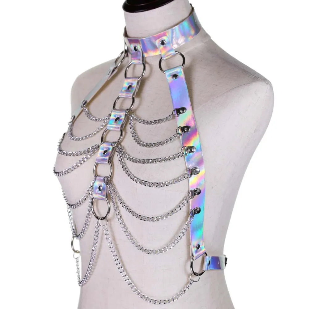 HoloGlam Punk Leather Harness Top