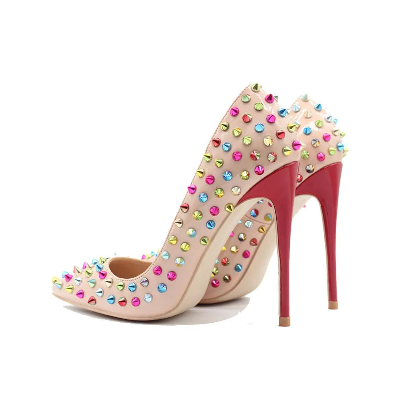 Rainbow Spiked High Heels