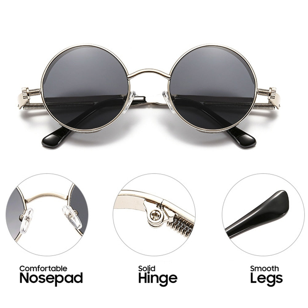 Vintage Round Steampunk Sunglasses
