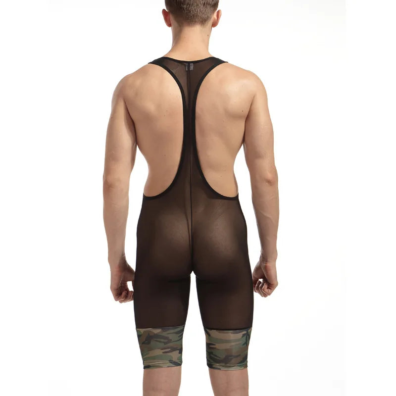 Men's Camouflage Mesh Jumpsuit Performance Costume