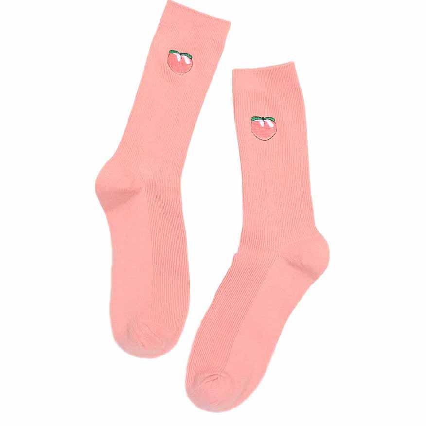 Peach Pink Cotton Socks