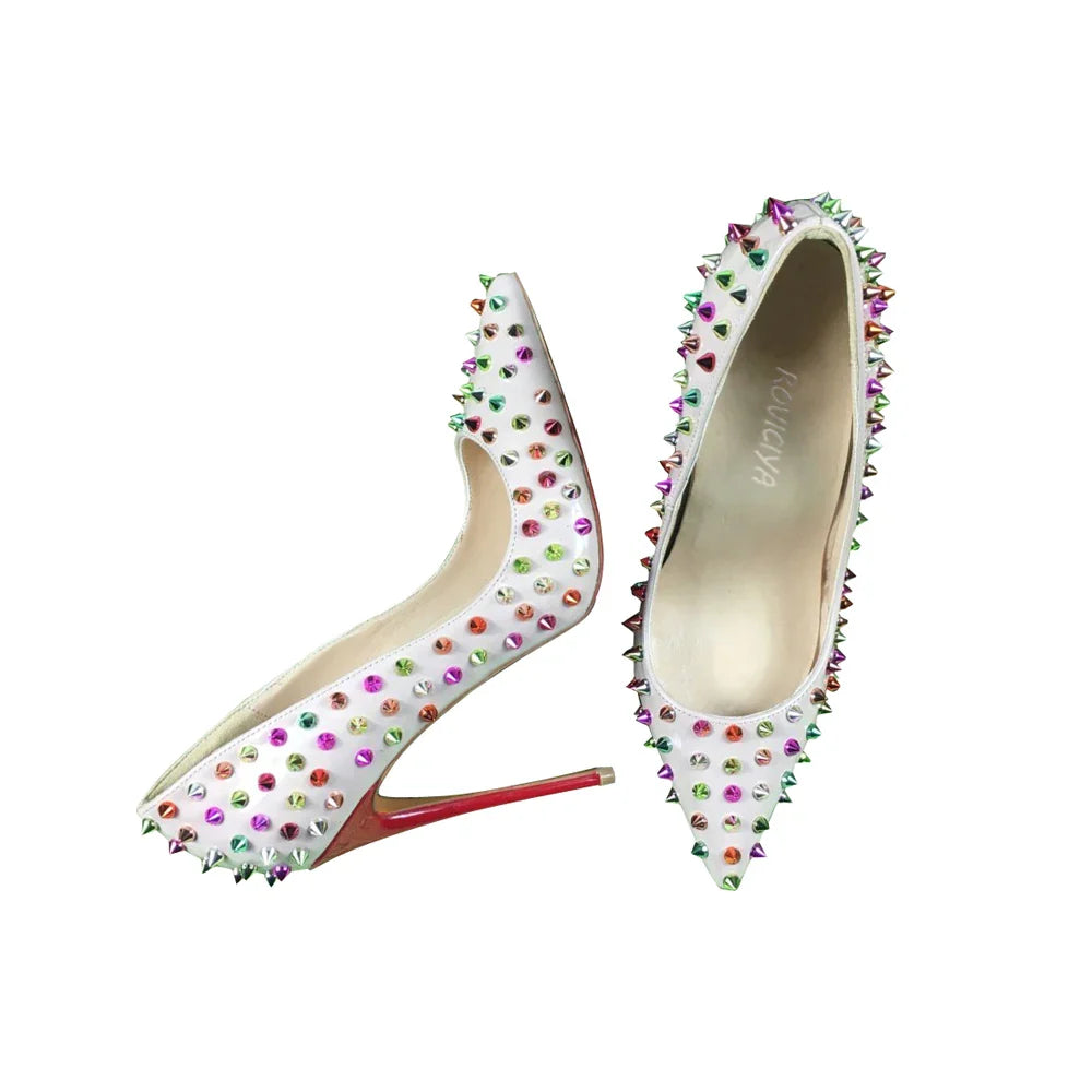 Rainbow Spiked High Heels