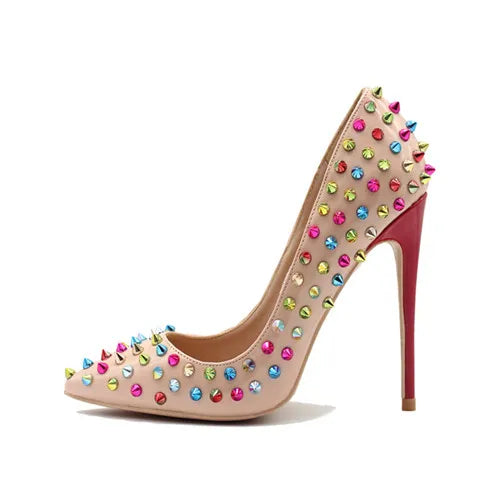 Rainbow Spiked High Heels