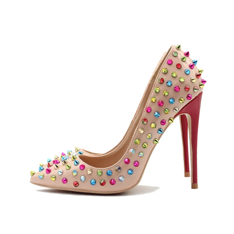 Rainbow Spiked High Heels