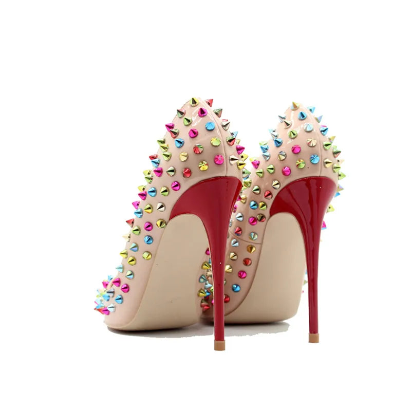 Rainbow Spiked High Heels