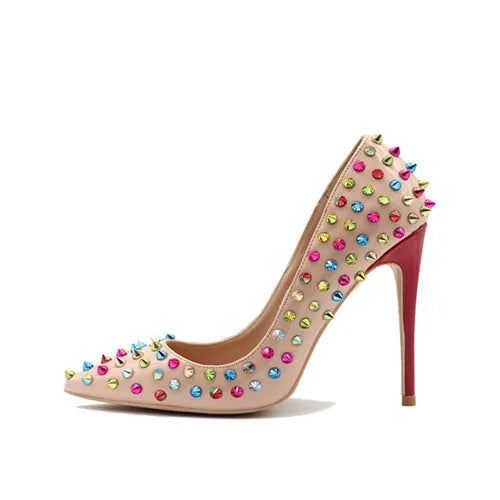 Rainbow Spiked High Heels