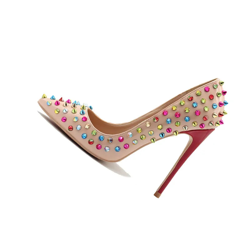 Rainbow Spiked High Heels