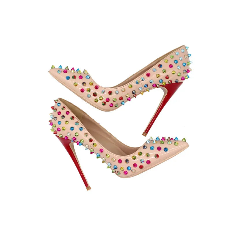 Rainbow Spiked High Heels