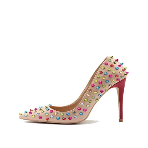Rainbow Spiked High Heels