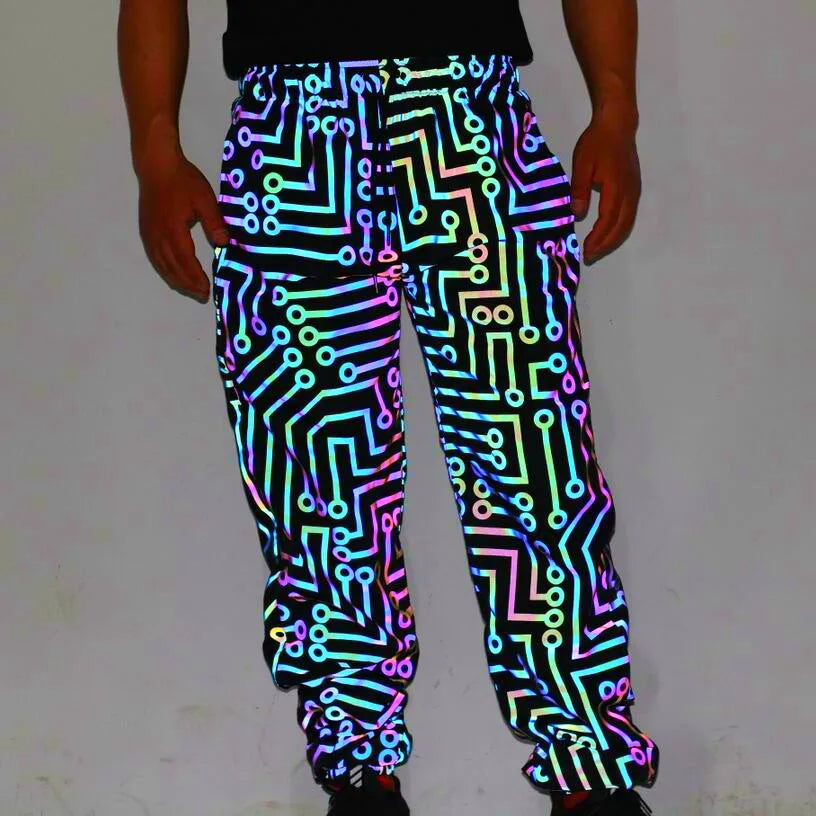 Fluorescent Circuit Reflective Festival Hoodie Jacket + Pants