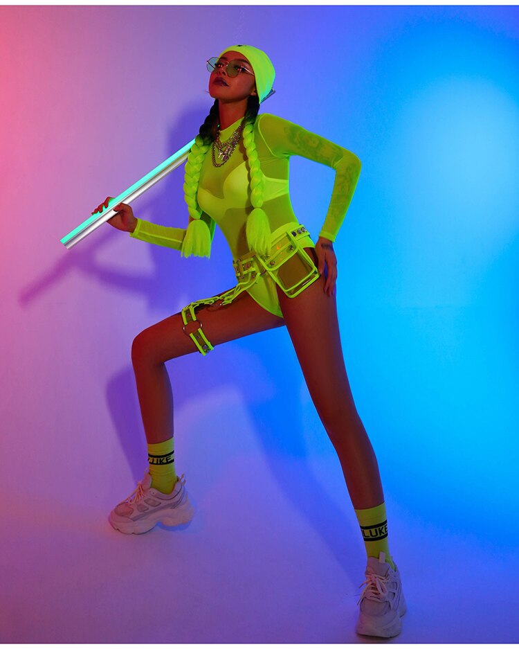 Fierce Neon Green Rave Outfit
