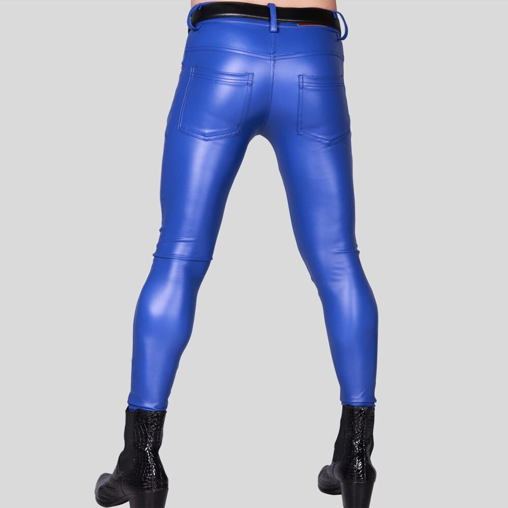 Skinny Motorcycle Men's PU Leather Pants