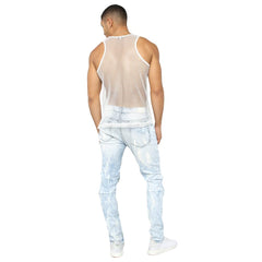 Men's Solid Network Hollow See-Through Thin Tank Top