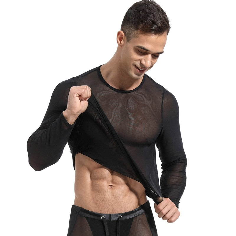 Mesh Transparent Long Sleeve T-Shirt