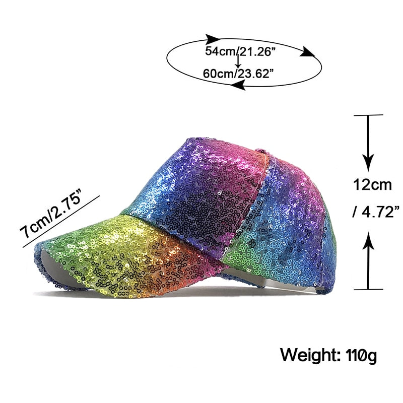 Rainbow Sequins Baseball Cap