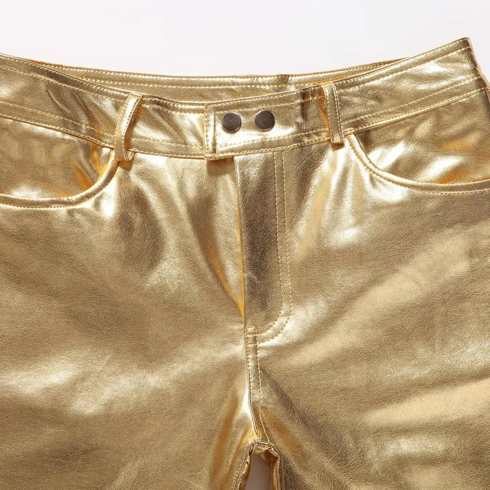 Metallic Coated Textured Skinny Pants