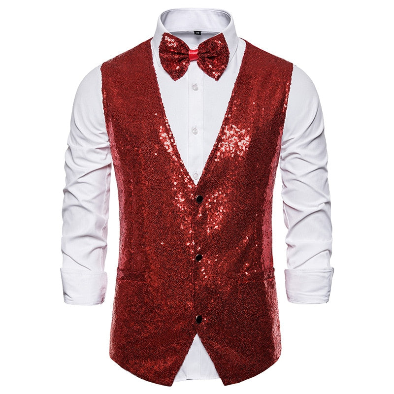 Gala Glitz Sparkling Waistcoat With Bowtie