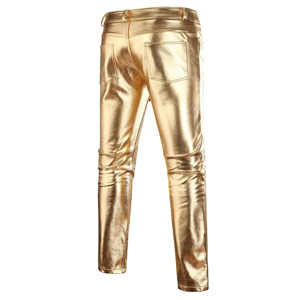 Metallic Coated Textured Skinny Pants