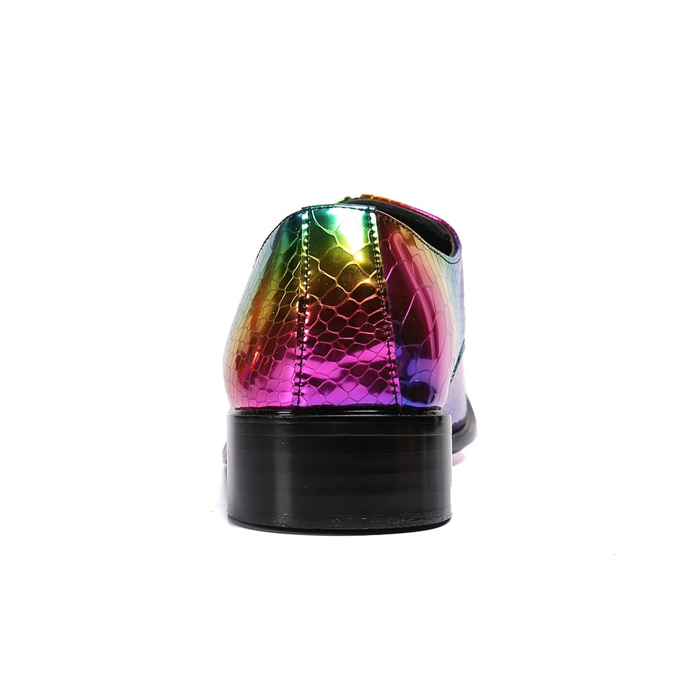 Rainbow Snakeskin Wing-Tip Dress Shoes